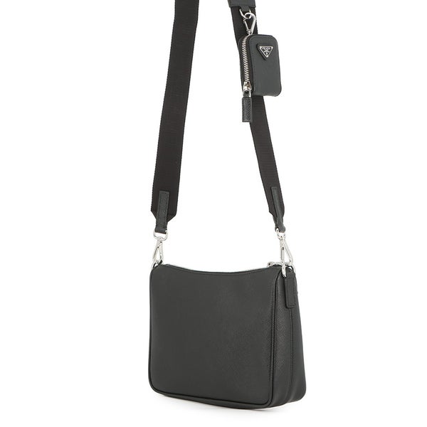 プラダ ショルダーバッグ トライアングルロゴ サフィアーノレザー 2VH113 PRADA 斜め掛け 黒