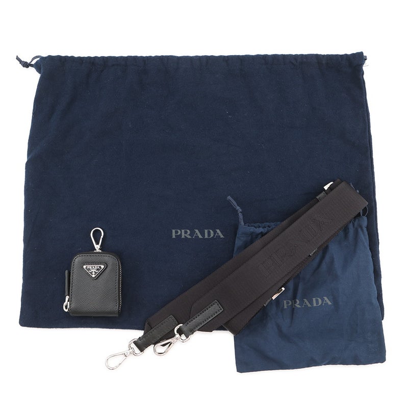 プラダ ショルダーバッグ トライアングルロゴ サフィアーノレザー 2VH113 PRADA 斜め掛け 黒