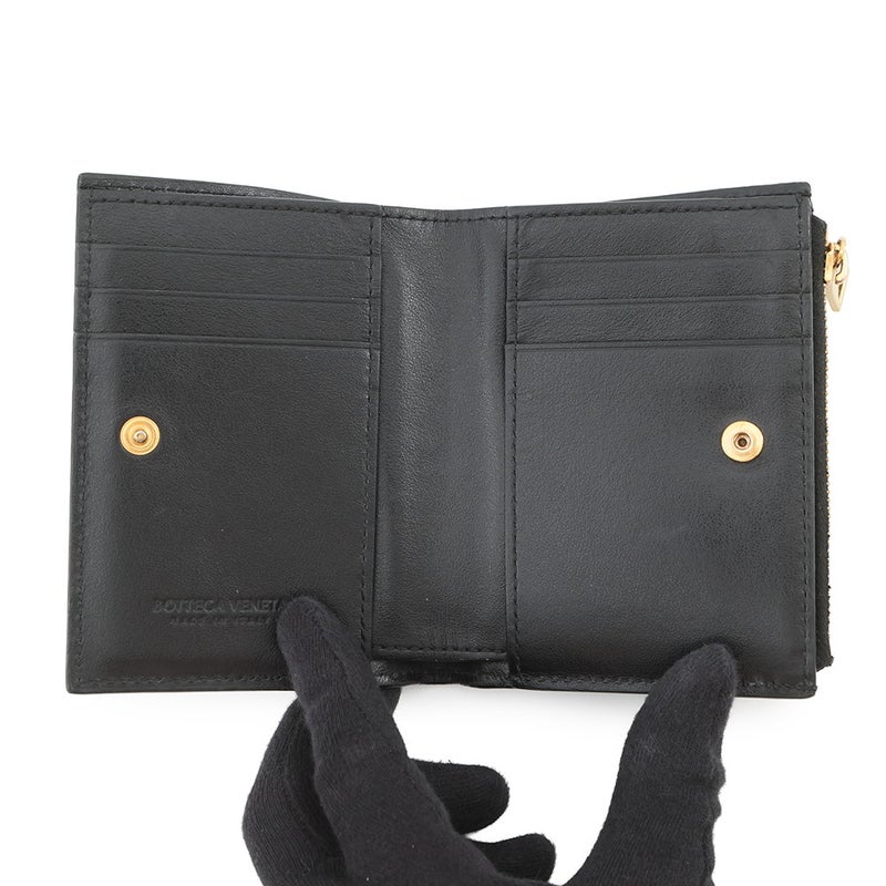 ボッテガヴェネタ 二つ折り財布 パデット ラムスキン BOTTEGA VENETA 黒