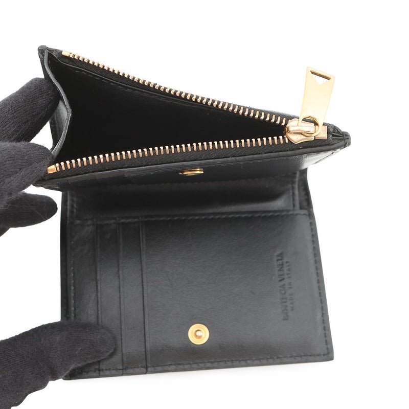 ボッテガヴェネタ 二つ折り財布 パデット ラムスキン BOTTEGA VENETA 黒