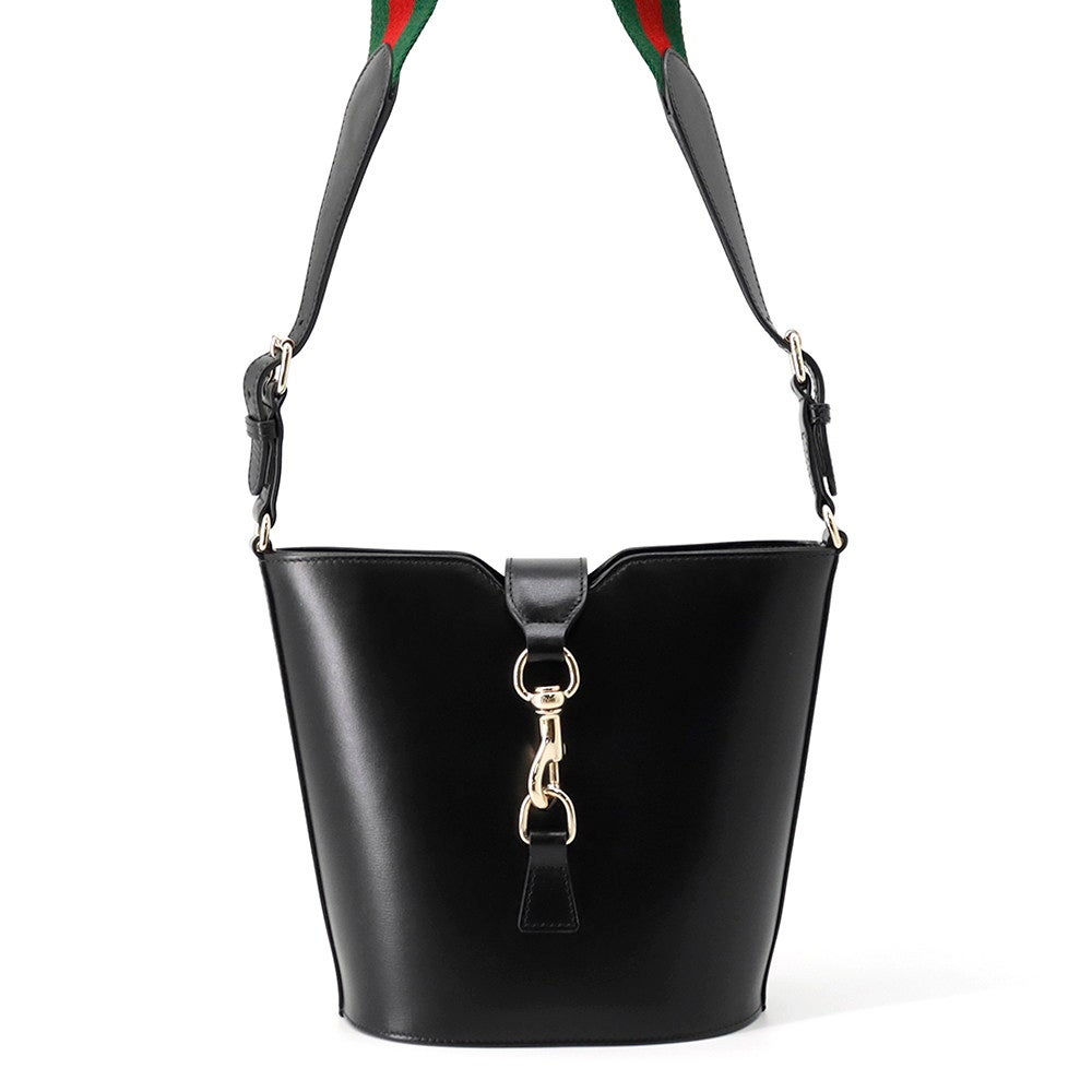 GUCCI ボディバッグブラック2ポケットLeather　Revive 東京様 グッチ ジャッキー 1961〕ラージ クロスボディバッグ ・ブラック GG