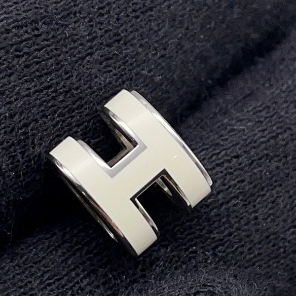 エルメス ピアス ミニ・ポップアッシュ ホワイト/シルバー金具 Hモチーフ HERMES Pop H ポップH