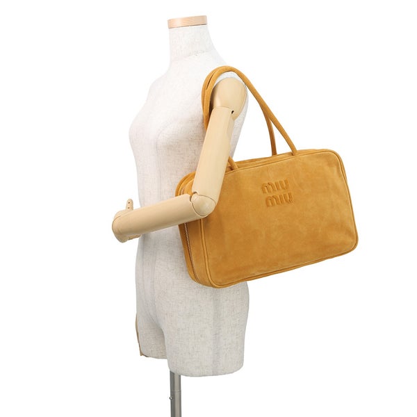 ミュウミュウ ハンドバッグ ボー バッグ スエード 5BB117 MIUMIU マスタード