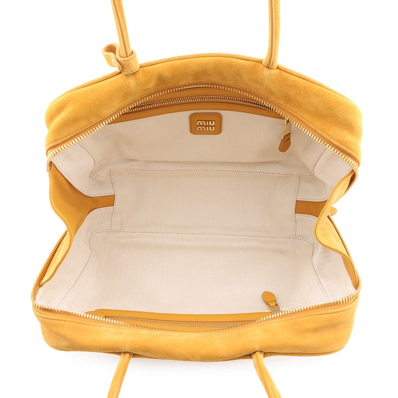 ミュウミュウ ハンドバッグ ボー バッグ スエード 5BB117 MIUMIU マスタード