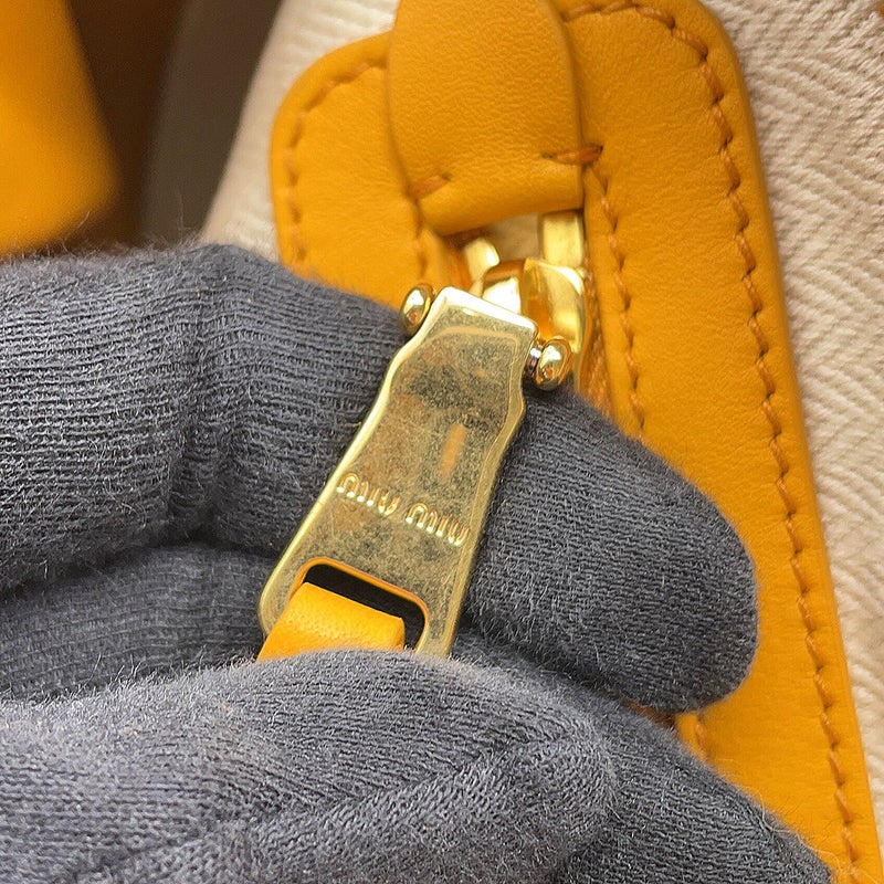 ミュウミュウ ハンドバッグ ボー バッグ スエード 5BB117 MIUMIU マスタード