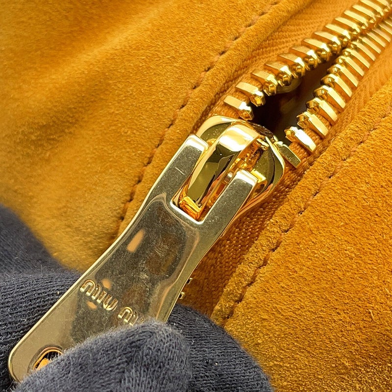ミュウミュウ ハンドバッグ ボー バッグ スエード 5BB117 MIUMIU マスタード