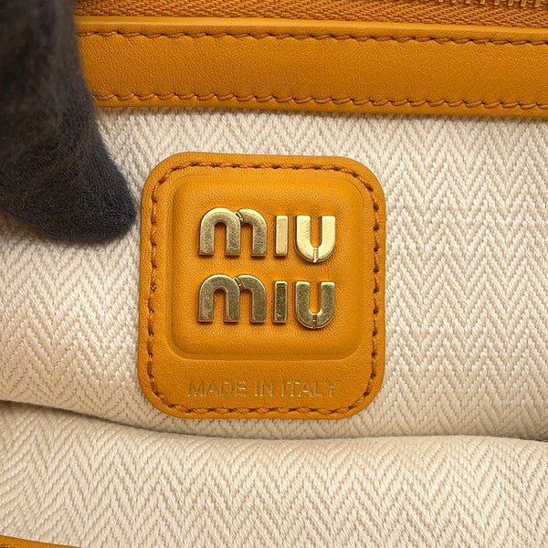 ミュウミュウ ハンドバッグ ボー バッグ スエード 5BB117 MIUMIU マスタード