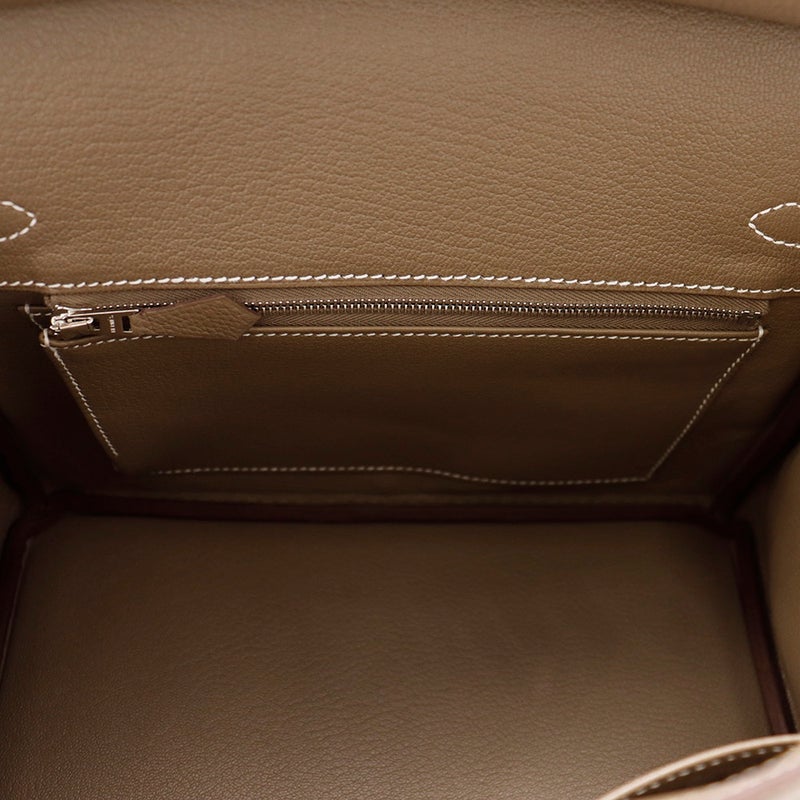 エルメス バーキン25 エトゥープ/シルバー金具 トゴ G刻印 HERMES Birkin ハンドバッグ