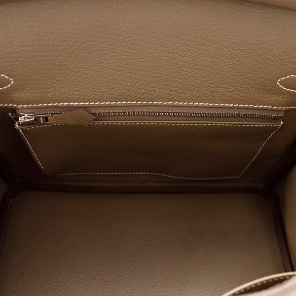 エルメス バーキン25 エトゥープ/シルバー金具 トゴ G刻印 HERMES Birkin ハンドバッグ