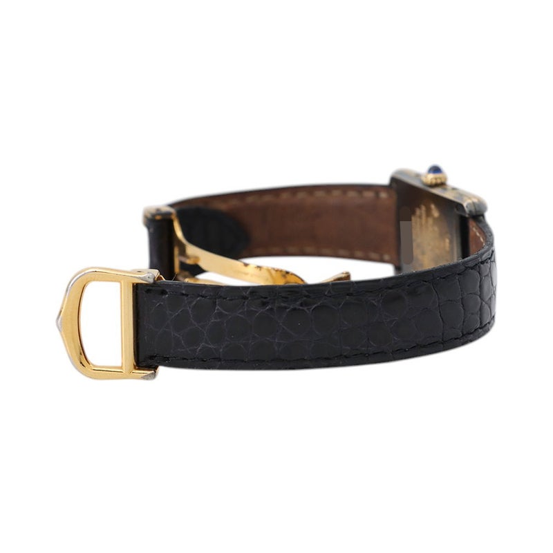 カルティエ マストタンク ヴェルメイユ SM SV925 5057001 クォーツ ヴィンテージ Cartier 腕時計 黒文字盤