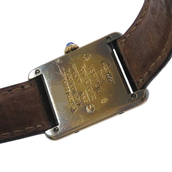 カルティエ マストタンク ヴェルメイユ SM SV925 5057001 クォーツ ヴィンテージ Cartier 腕時計 黒文字盤