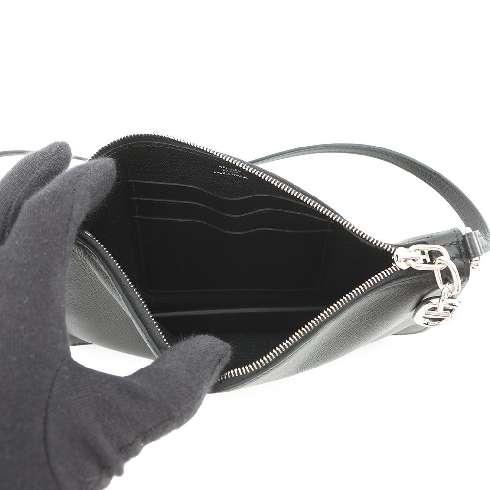 エルメス ショルダーバッグ ジップアンゴー シェーヌダンクル トゥーゴー ブラック/シルバー金具 エバーグレイン K刻印 黒 エルメス ショルダーバッグ ジップアンゴー シェーヌダンクル