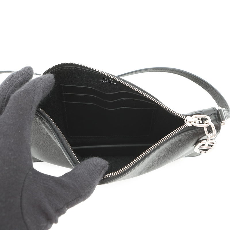 エルメス ショルダーバッグ ジップアンゴー シェーヌダンクル トゥーゴー ブラック/シルバー金具 エバーグレイン K刻印 黒