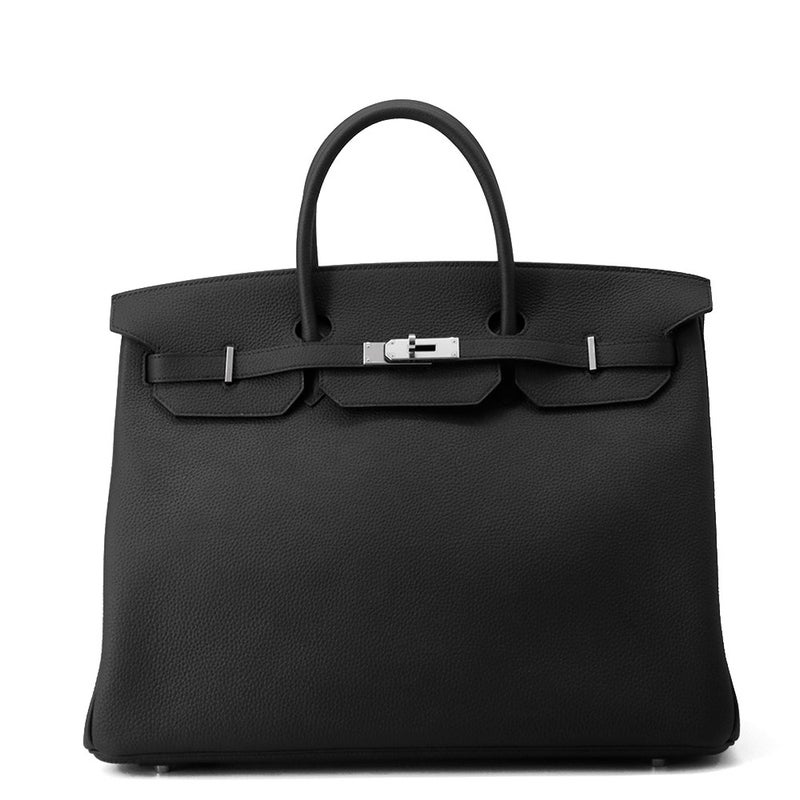 エルメス バーキン40 ブラック/シルバー金具 トゴ Y刻印 HERMES Birkin ハンドバッグ 黒