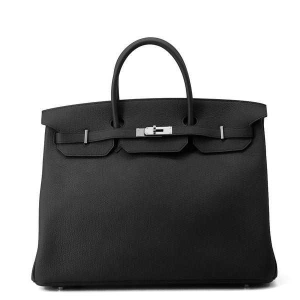 エルメス バーキン40 ブラック/シルバー金具 トゴ Y刻印 HERMES Birkin ハンドバッグ 黒