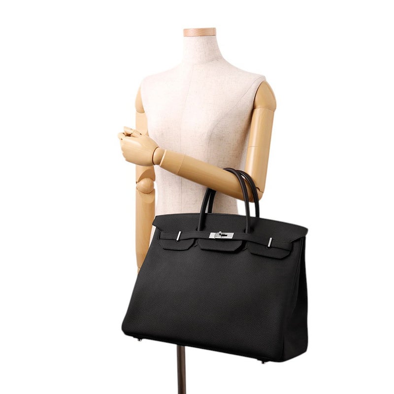 エルメス バーキン40 ブラック/シルバー金具 トゴ Y刻印 HERMES Birkin ハンドバッグ 黒