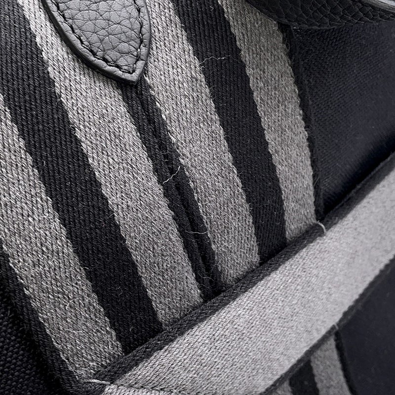 エルメス トートバッグ ピュール サングル ブラック/グレー/シルバー金具 トワルミリタリー/トリヨンクレマンス B刻印 黒