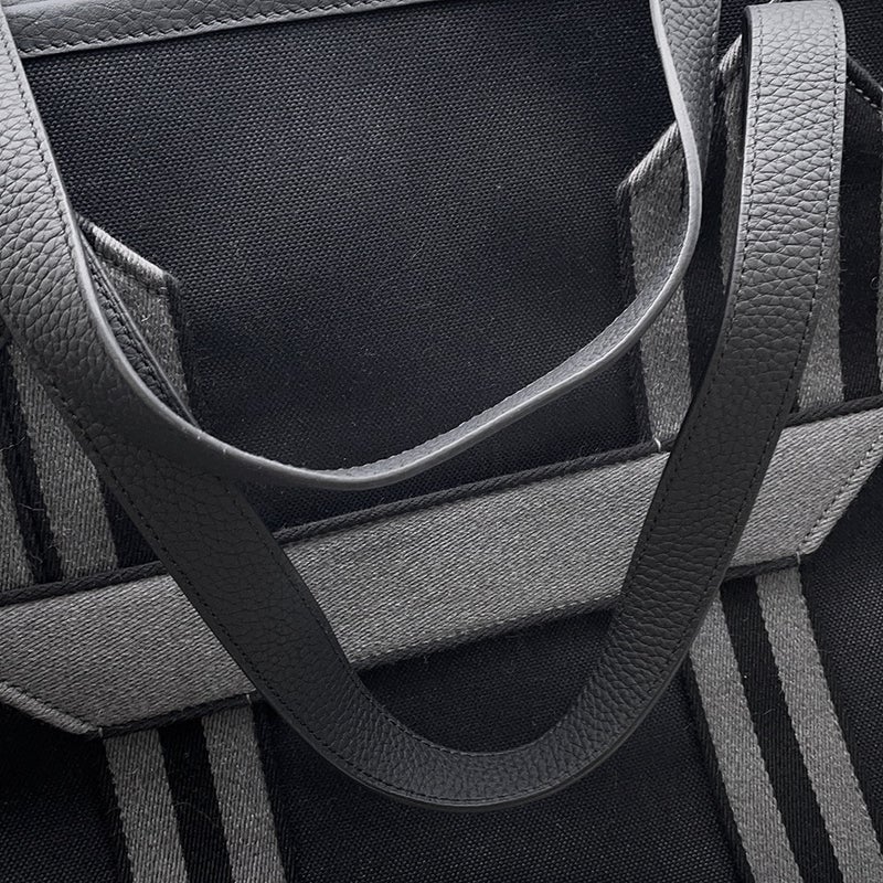 エルメス トートバッグ ピュール サングル ブラック/グレー/シルバー金具 トワルミリタリー/トリヨンクレマンス B刻印 黒