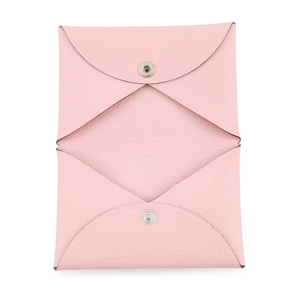 エルメス カードケース カルヴィ ローズサクラ シェブルミゾル K刻印 HERMES 名刺入れ