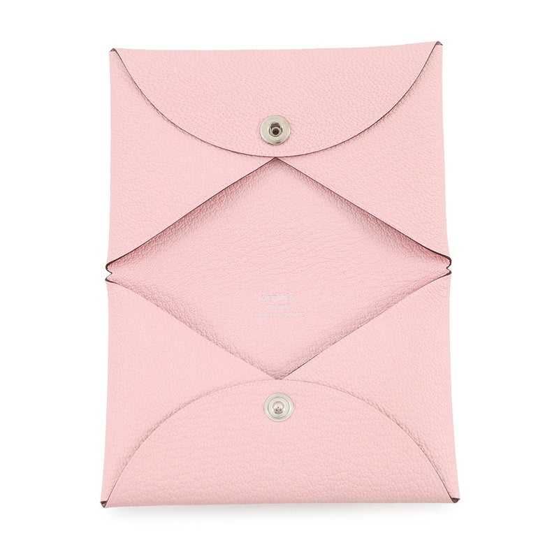 エルメス カードケース カルヴィ ローズサクラ シェブルミゾル K刻印 HERMES 名刺入れ