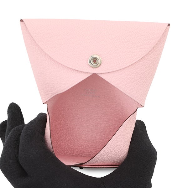 エルメス カードケース カルヴィ ローズサクラ シェブルミゾル K刻印 HERMES 名刺入れ