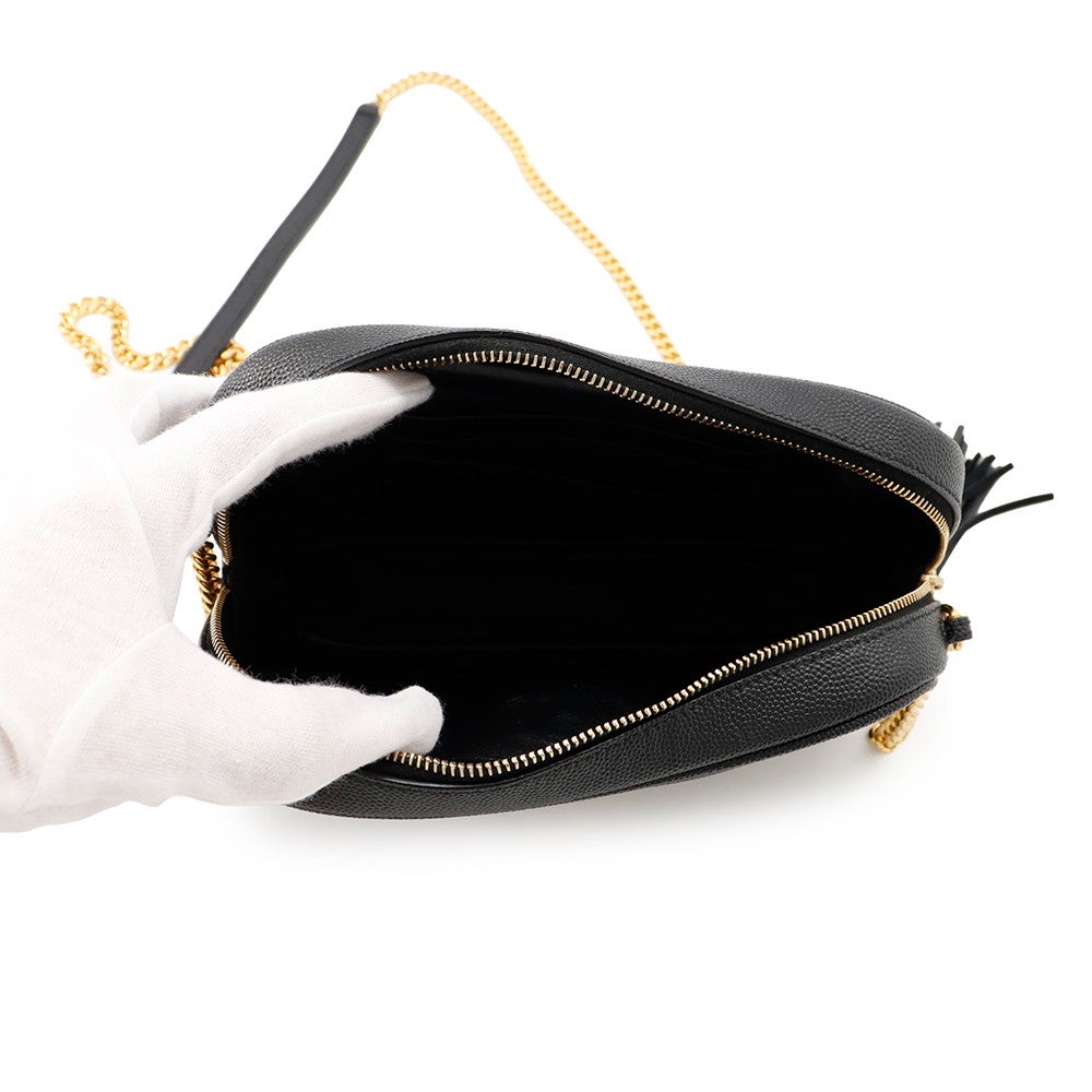 サンローランパリ チェーンショルダーバッグ ルー ミニ レザー 618057 SAINT LAURENT PARIS 黒 タッセル付き サンローランパリ チェーンショルダーバッグ ルー ミニ レザー 618057
