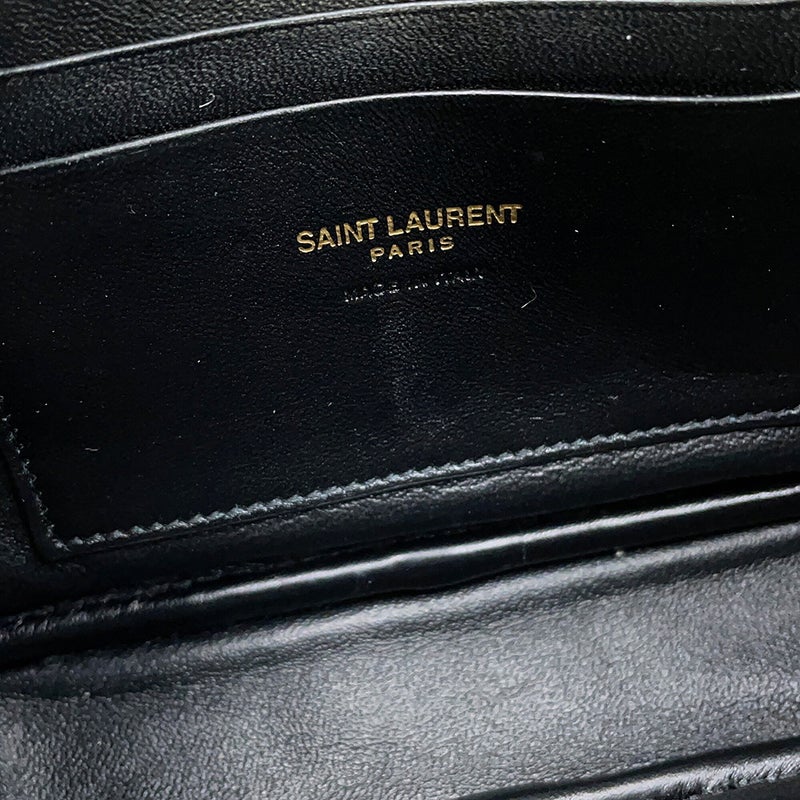 サンローランパリ チェーンショルダーバッグ ルー ミニ レザー 618057 SAINT LAURENT PARIS 黒 タッセル付き