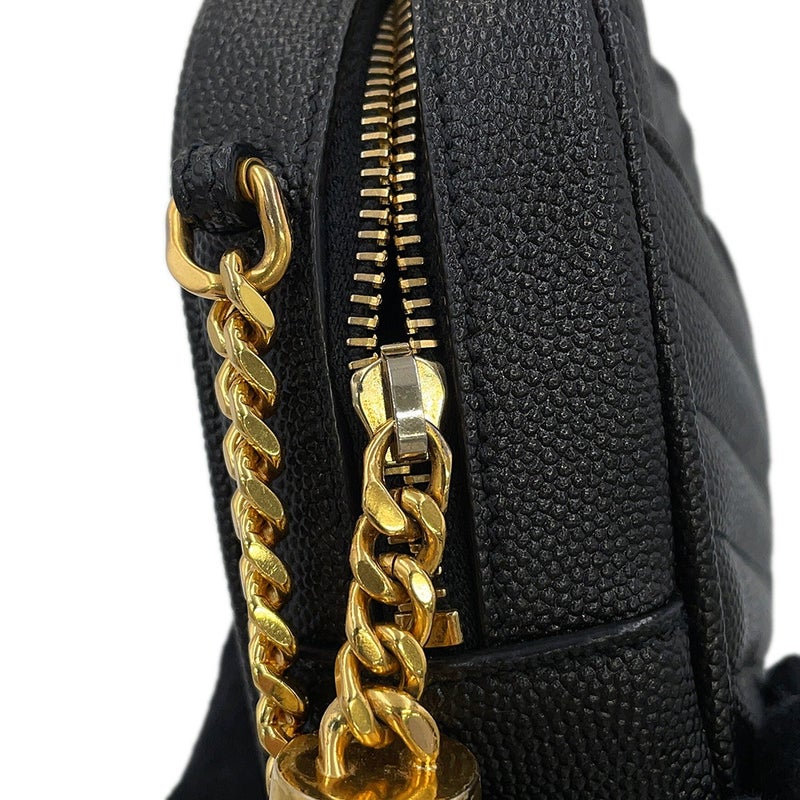 サンローランパリ チェーンショルダーバッグ ルー ミニ レザー 618057 SAINT LAURENT PARIS 黒 タッセル付き