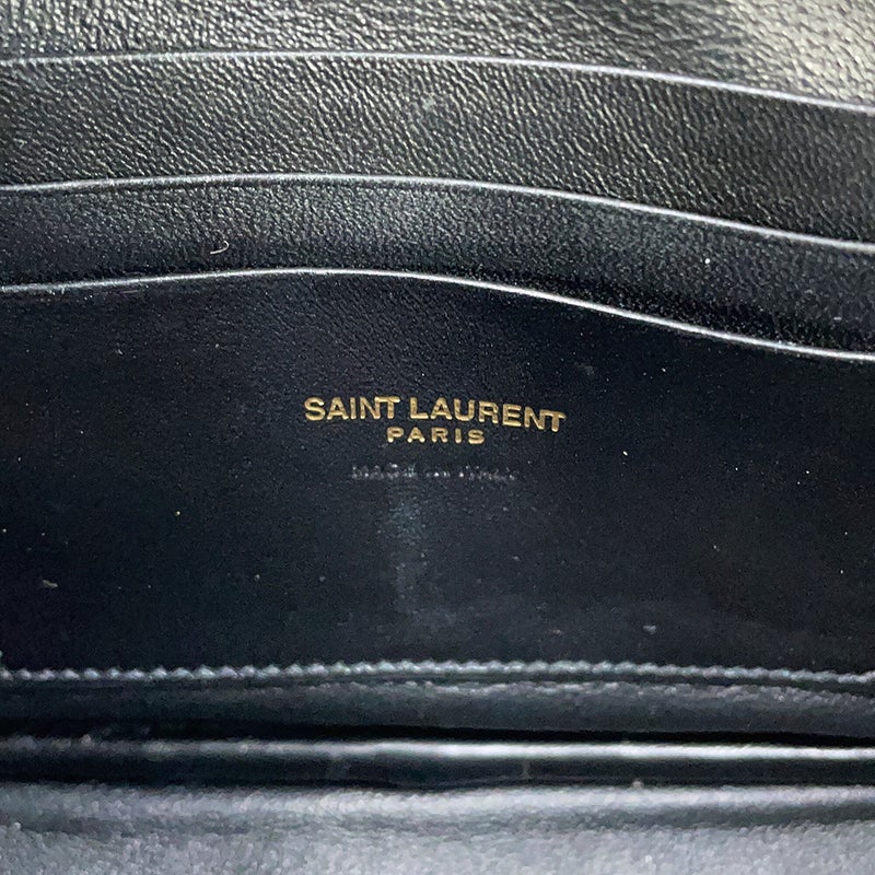 サンローランパリ チェーンショルダーバッグ ルー ミニ レザー 618057 SAINT LAURENT PARIS 黒 タッセル付き