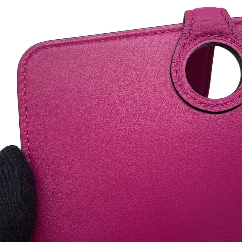エルメス 二つ折り財布 ドゴン コンパクト ローズパープル/シルバー金具 トゴ C刻印 財布