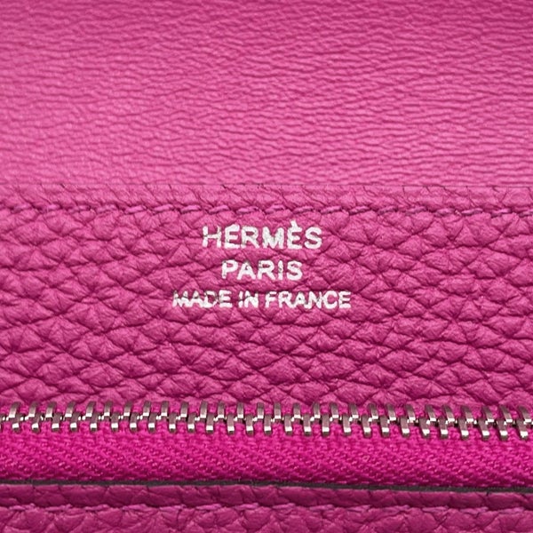 エルメス 二つ折り財布 ドゴン コンパクト ローズパープル/シルバー金具 トゴ C刻印 財布