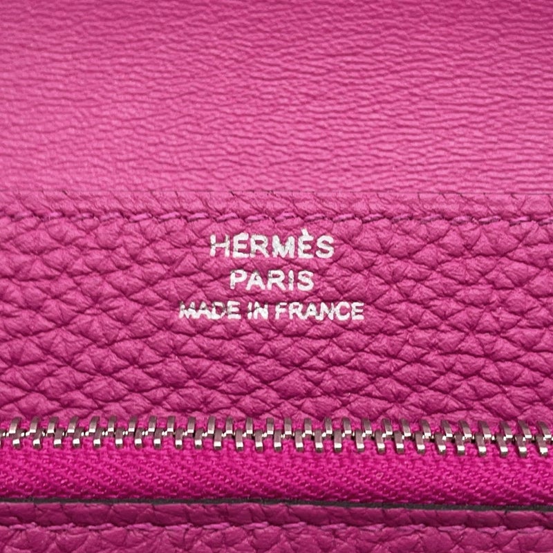 エルメス 二つ折り財布 ドゴン コンパクト ローズパープル/シルバー金具 トゴ C刻印 財布