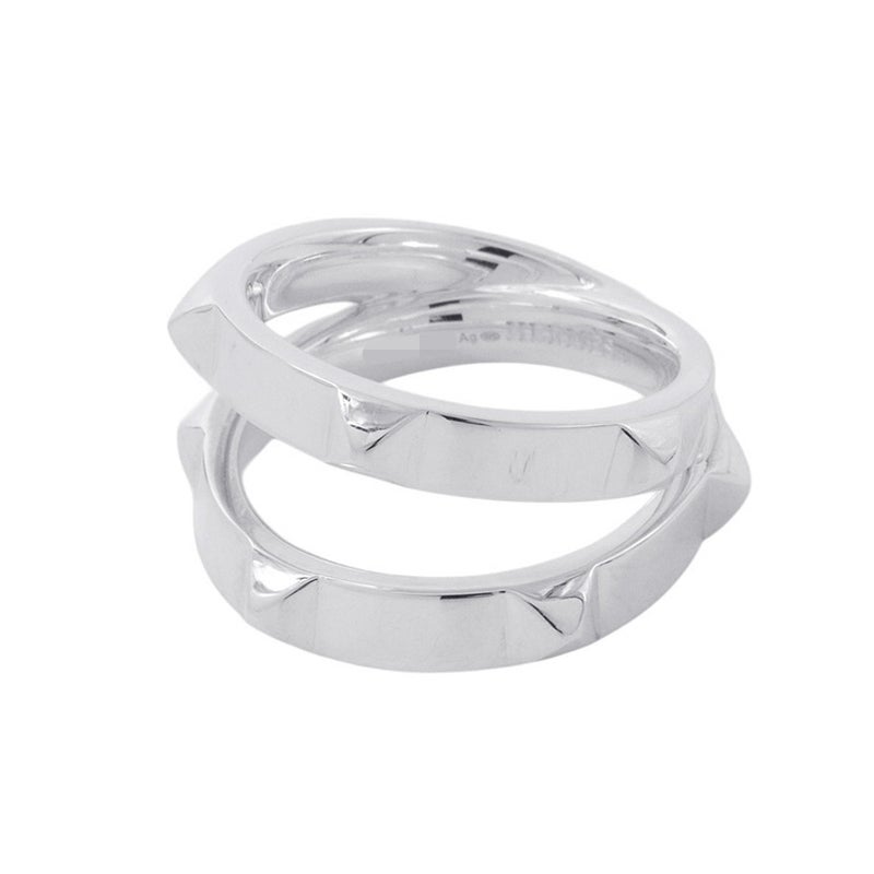 エルメス リング エルメス・クルー・ドゥ・H ダブルラウンドリング SV925シルバー サイズ51 HERMES ジュエリー
