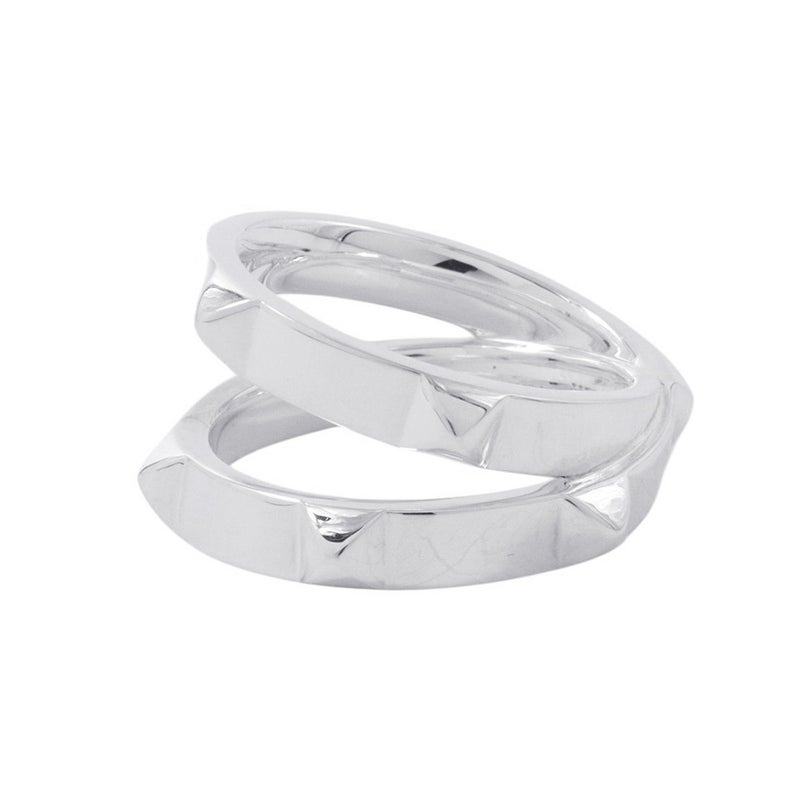 エルメス リング エルメス・クルー・ドゥ・H ダブルラウンドリング SV925シルバー サイズ51 HERMES ジュエリー