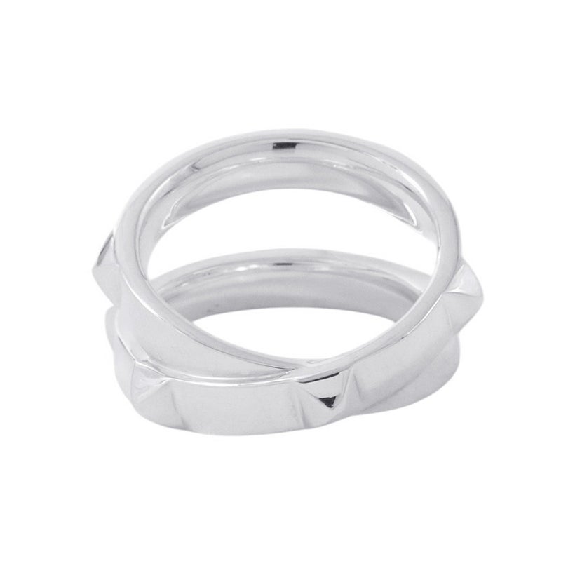 エルメス リング エルメス・クルー・ドゥ・H ダブルラウンドリング SV925シルバー サイズ51 HERMES ジュエリー