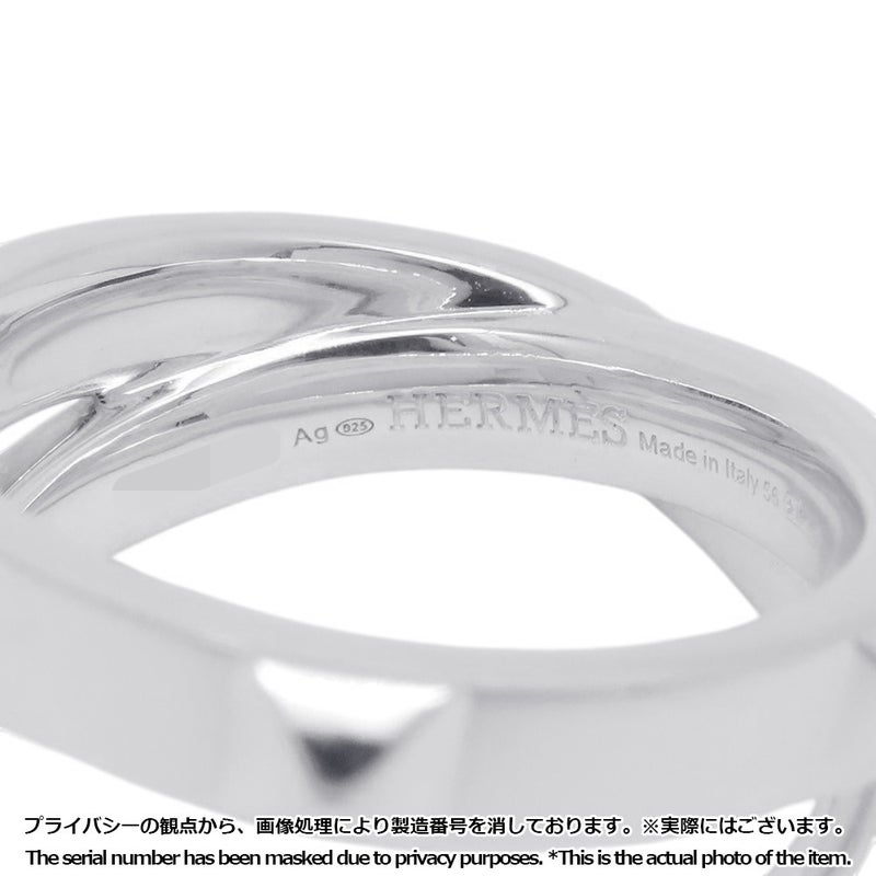 エルメス リング エルメス・クルー・ドゥ・H ダブルラウンドリング SV925シルバー サイズ51 HERMES ジュエリー