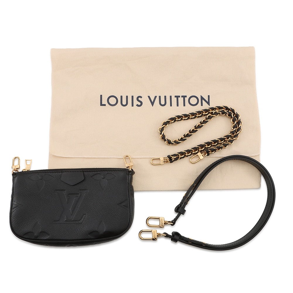 ルイ・ヴィトン LOUIS VUITTON ショルダーバッグ ミュルティ ポシェット アクセソワール M80399 ノワール モノグラムアンプラントレザー カウハイドレザー ゴールド金具 【中古】 ミュルティ・ポシェット・アクセソワール モノグラム・アンプラント