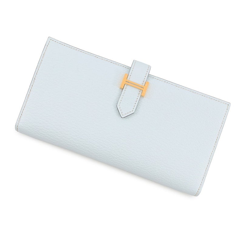 エルメス 長財布 ベアンスフレ ブルーブリュム/ゴールド金具 シェブルミゾル U刻印 財布 シェーブル