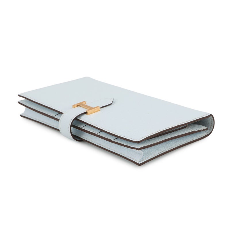 エルメス 長財布 ベアンスフレ ブルーブリュム/ゴールド金具 シェブルミゾル U刻印 財布 シェーブル