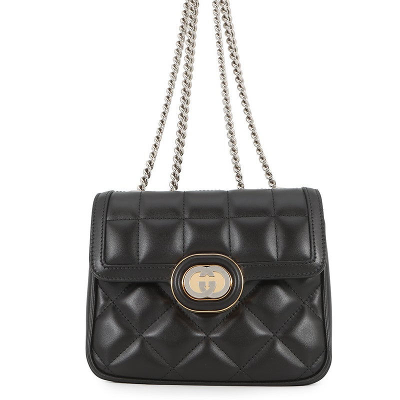 グッチ ショルダーバッグ デコ ミニ チェーンショルダーバッグ レザー 741457 GUCCI 2way バッグ 黒