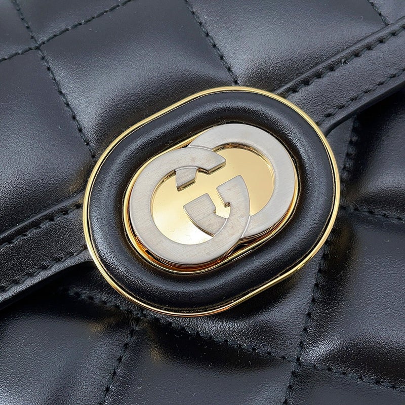 グッチ ショルダーバッグ デコ ミニ チェーンショルダーバッグ レザー 741457 GUCCI 2way バッグ 黒