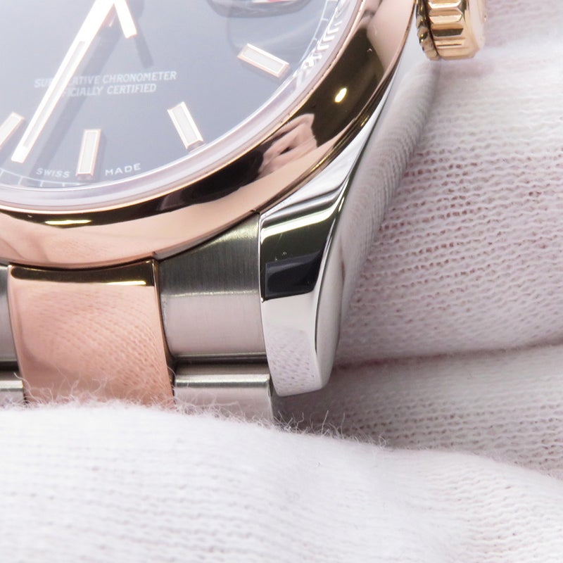 ロレックス デイトジャスト SS/K18PG ランダムシリアル ルーレット 116201 ROLEX 腕時計 黒文字盤