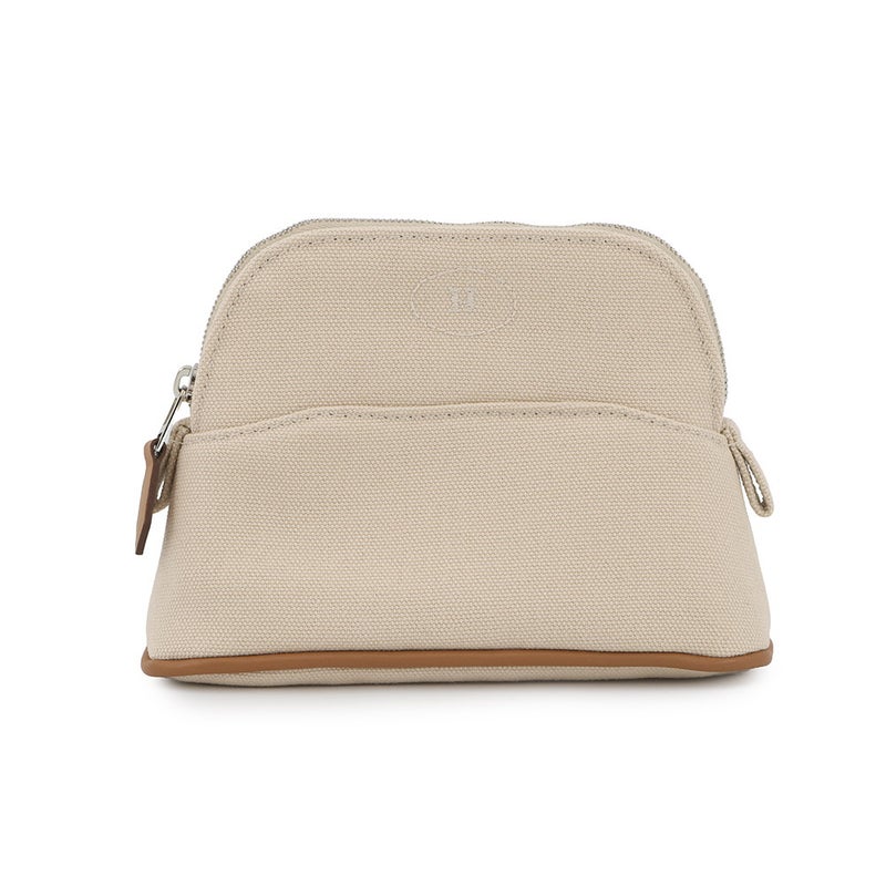 エルメス ポーチ ボリードポーチ ミニミニ ナチュラル/シルバー金具 コットン HERMES 小物入れ