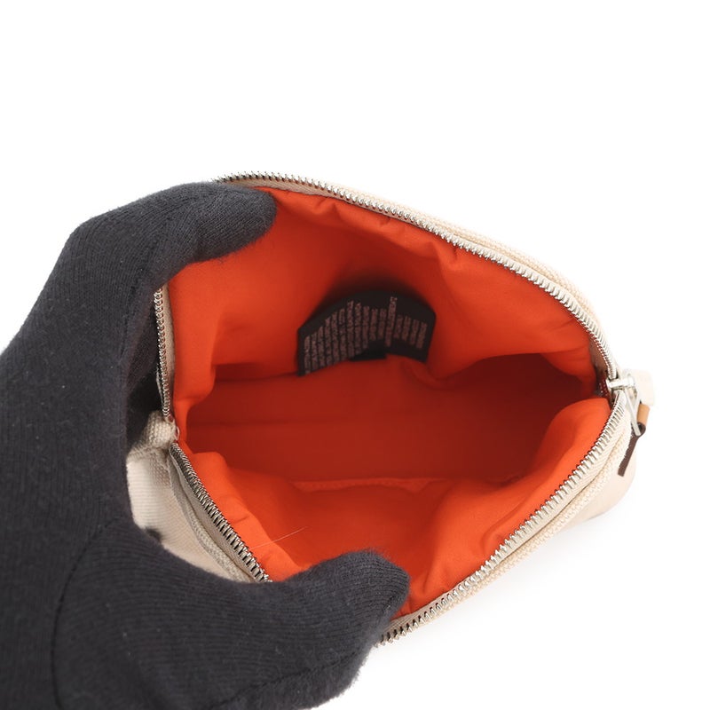 エルメス ポーチ ボリードポーチ ミニミニ ナチュラル/シルバー金具 コットン HERMES 小物入れ