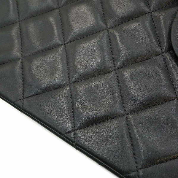 シャネル チェーンショルダーバッグ デカマトラッセ ココマーク Wチェーンショルダー ラムスキン A01094 CHANEL デカマト 黒