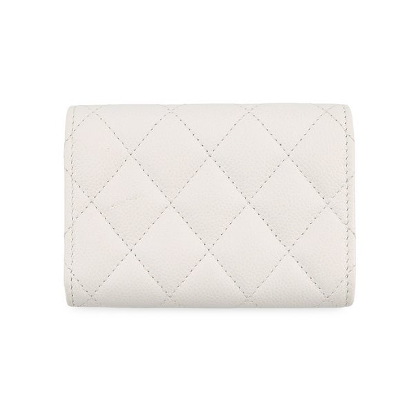 シャネル 三つ折り財布 マトラッセ ココマーク クラシック スモール フラップ ウォレット キャビアスキン AP0230 CHANEL 財布 白