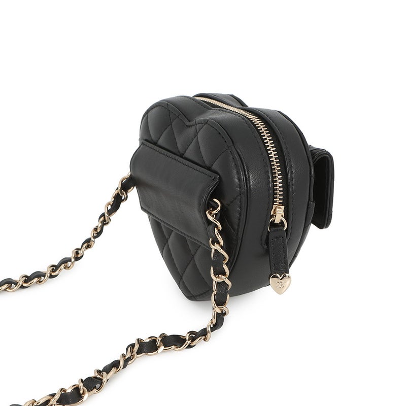 シャネル チェーンウエストバッグ マトラッセ ハート ココマーク ラムスキン AP2787 CHANEL バッグ 黒