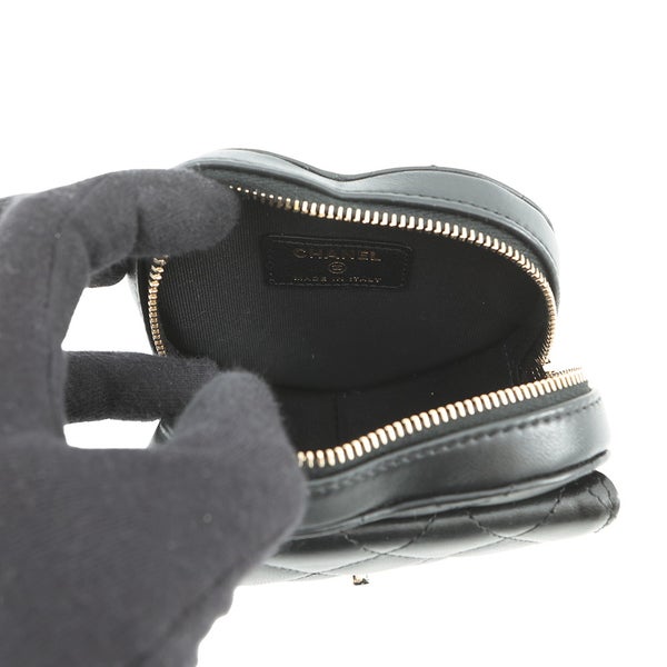 シャネル チェーンウエストバッグ マトラッセ ハート ココマーク ラムスキン AP2787 CHANEL バッグ 黒