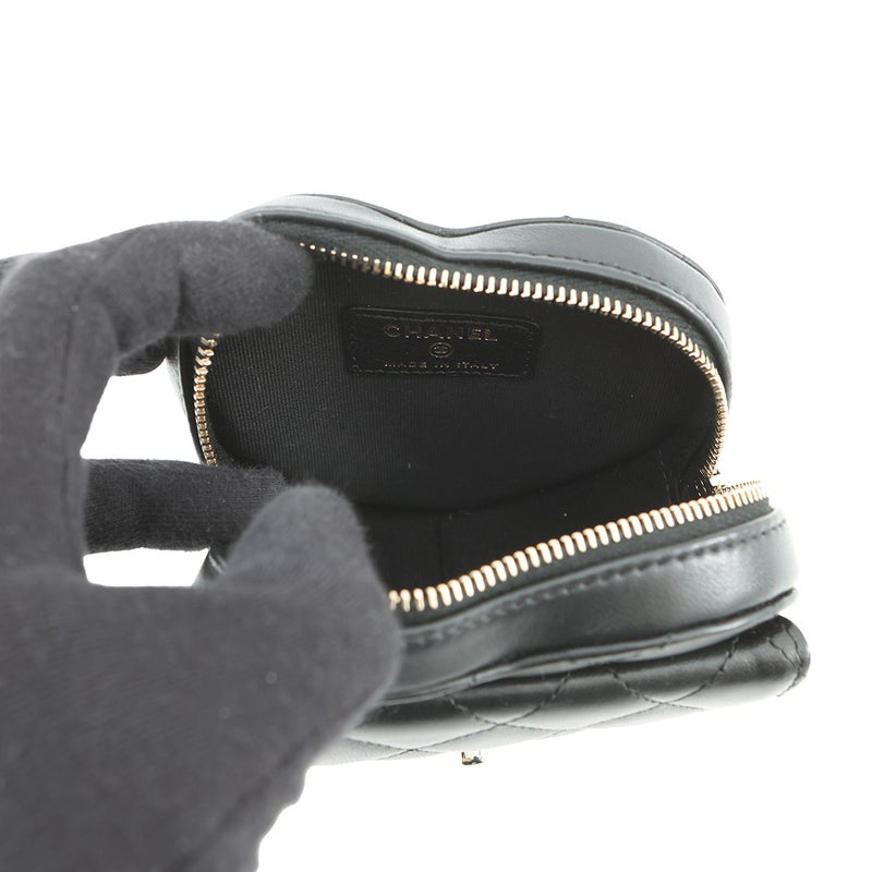 シャネル チェーンウエストバッグ マトラッセ ハート ココマーク ラムスキン AP2787 CHANEL バッグ 黒