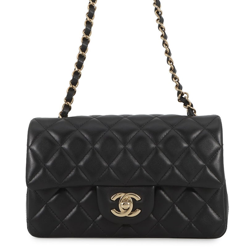 シャネル チェーンショルダーバッグ ミニ マトラッセ 20 ココマーク ラムスキン A69900 CHANEL 黒